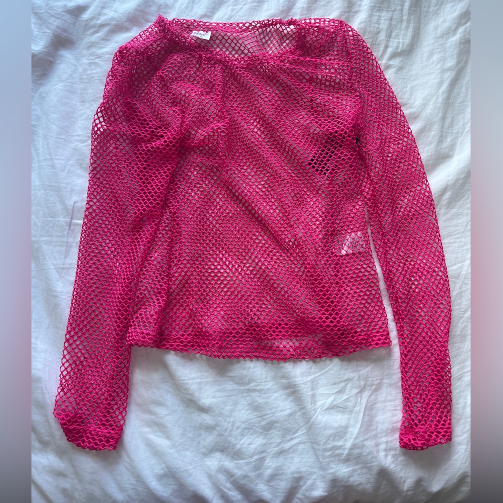Pink 80s Netted Long-Sleeve